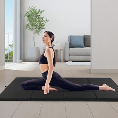 4-Panel Folding Exercise Mat with Carrying Handles for Gym Yoga