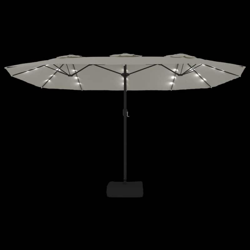 Double-Head Garden Umbrella with LED Lights - 176.8 x 176.8 x 96.5 in