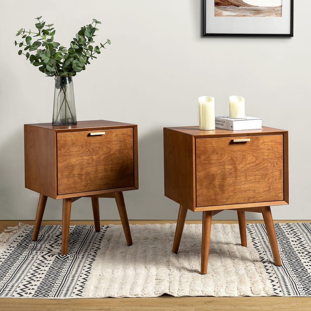 Isabel Mid-century 2- Drawer Wood End Table Sets of 2 by HULALA HOME