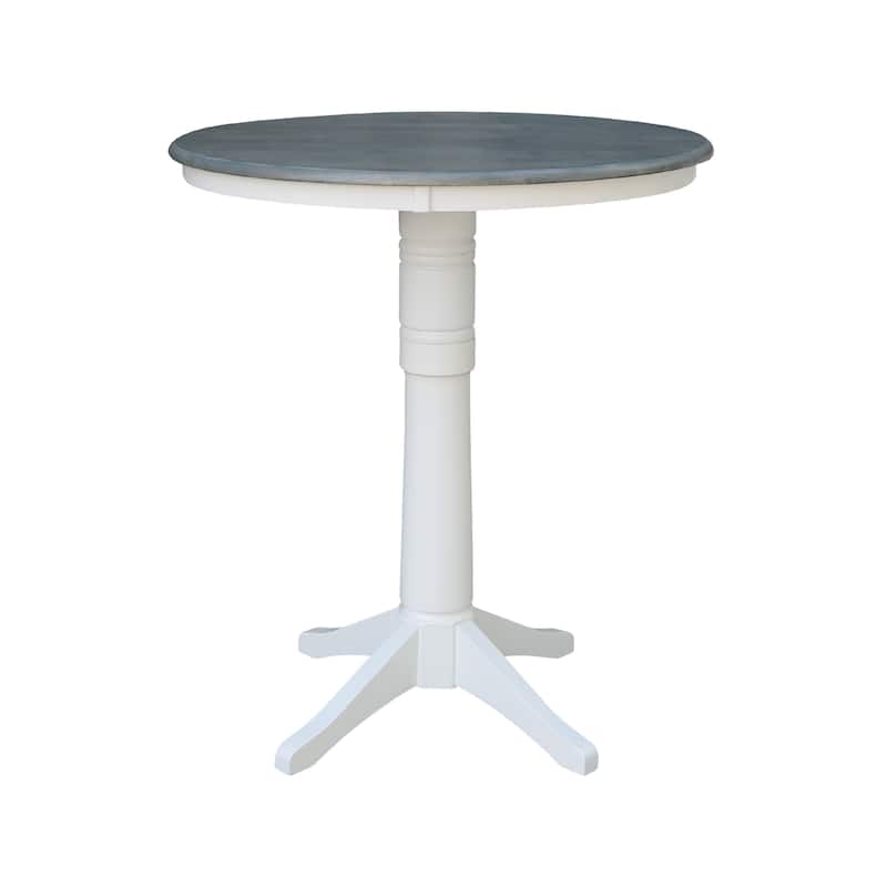 36" Round Top Pedestal Table - White/Heather Gray - N/A - White/Heather Gray - 41.9"H