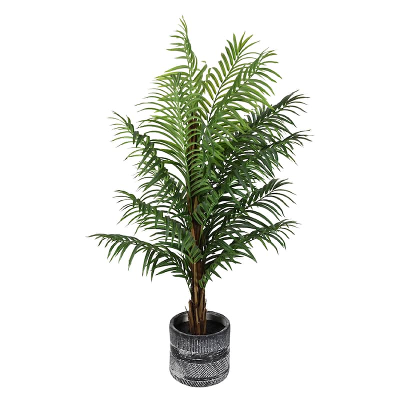 American Art Decor Artificial Palm Tree in Cement Pot Faux Plant for Home or Office - 60"