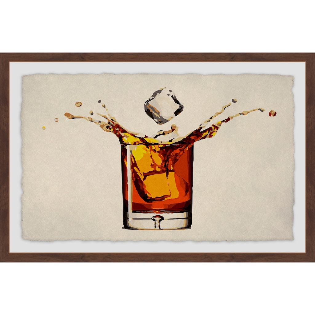 Whiskey Splash Framed Wall Art, Elegant Home Touch - Sophisticated Artwork for Refined Décor