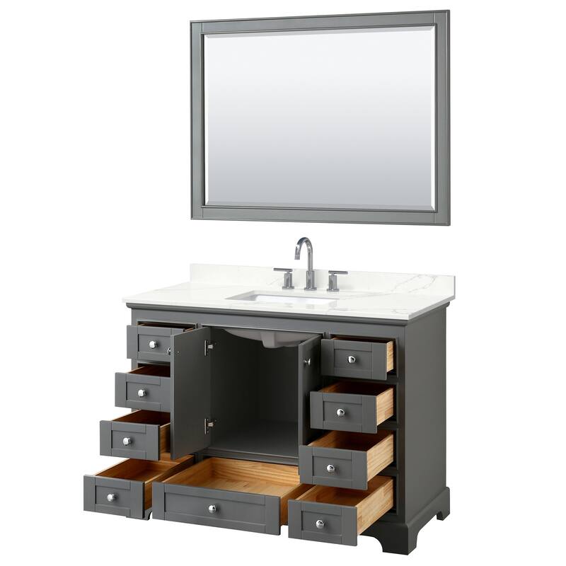 Deborah 48-inch Single Vanity, Quartz Top, 46-inch Mirror