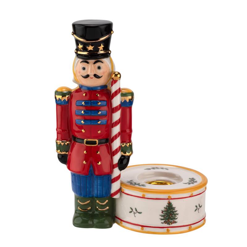 Spode 7 Inch Christmas Tree Nutcracker Candle Holder - 7 inch - Red Nutcracker