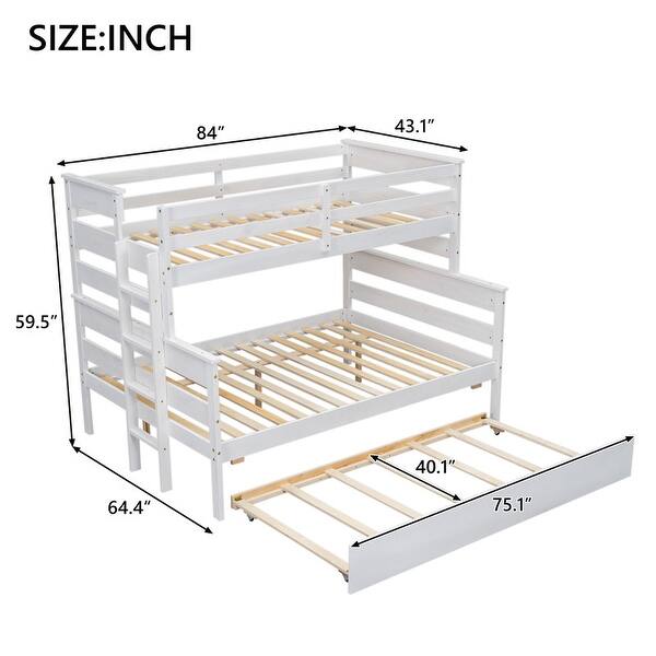 Wood Twin over Full Bunk Bed with Twin Size Trundle - Bed Bath & Beyond ...