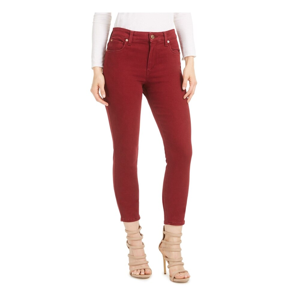 women's red jeans skinny