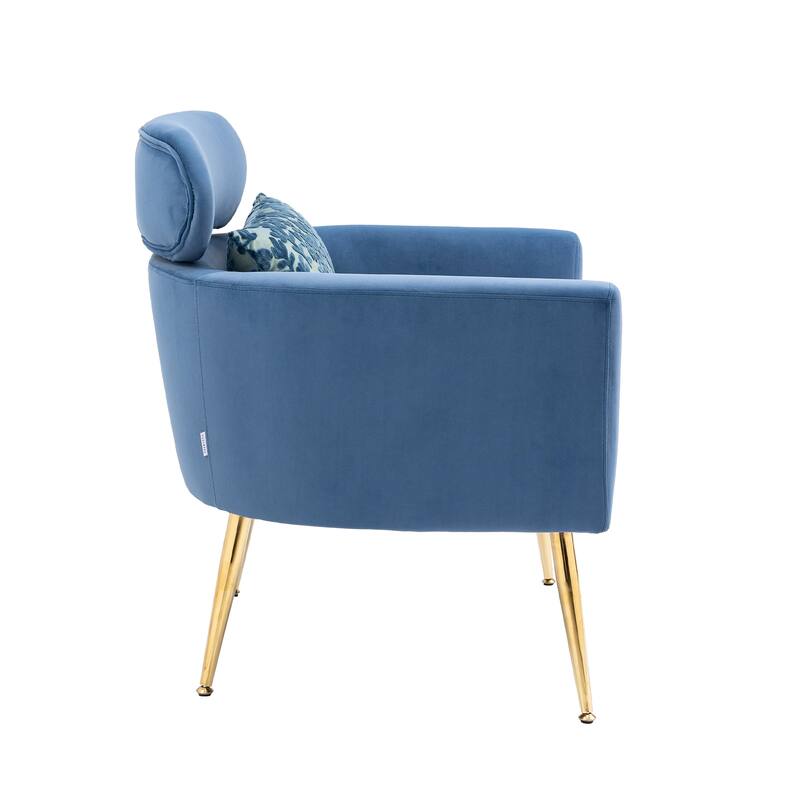 Velvet Upholstered Accent Chair With A Pillow