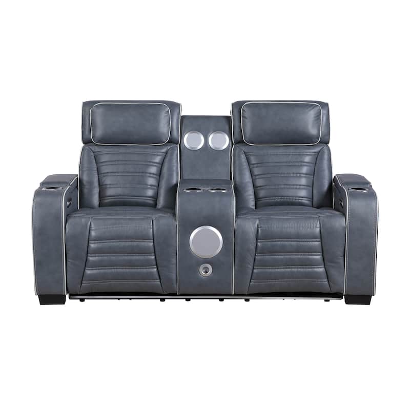 Arbor 73" Leather Power Double Reclining Loveseat with Center Console