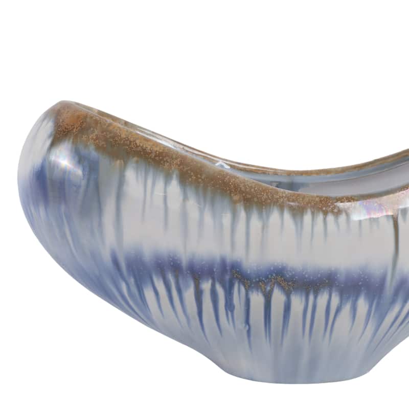 Decorative Ceramic Curve Glazed Ombre Bowl for Home Decor - 15", Multi
