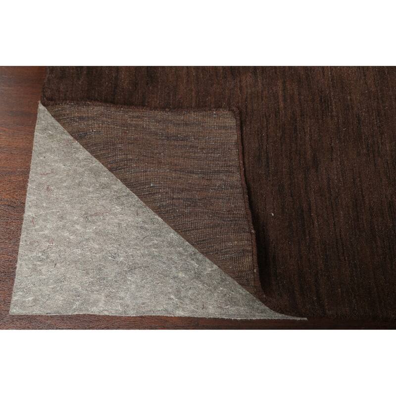 Brown Solid Gabbeh Oriental Wool Area Rug Hand-knotted Bedroom Carpet - 6'2" x 9'2"