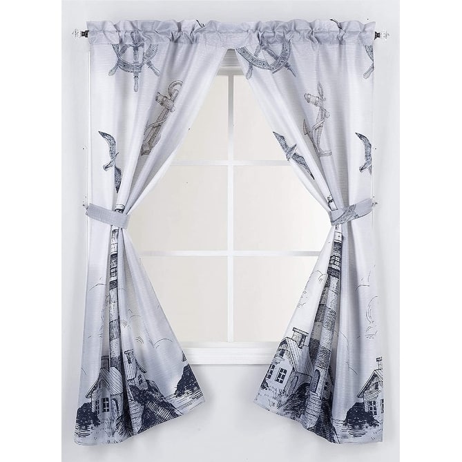 Printed Canvas Bathroom Window Curtains 54"x58"