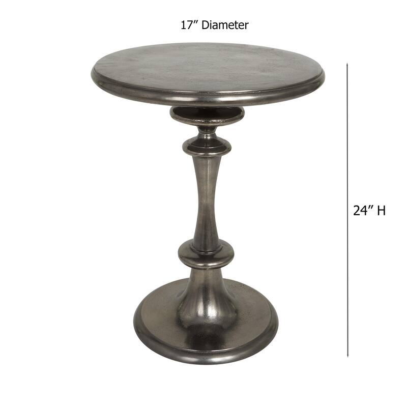 Round 24-Inch Solid Aluminum Pedestal End Table