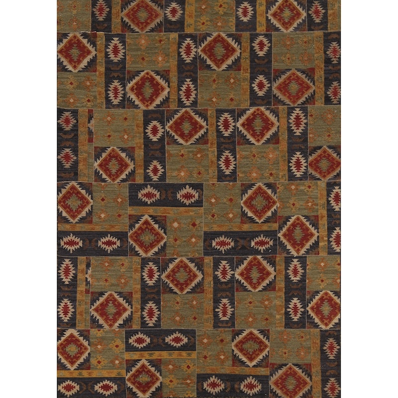 Kilim Oriental Area Rug Flatweave Sotuhwestern Wool Carpet - 7'6"x 10'1"