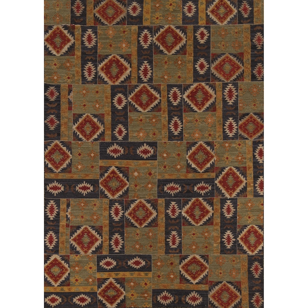 Kilim Oriental Area Rug Flatweave Sotuhwestern Wool Carpet - 7'6"x 10'1"