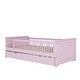 preview thumbnail 13 of 12, Twin Size Wood Platform Bed with Guardrail and Trundle , Semi-Enclosed Design for Safety