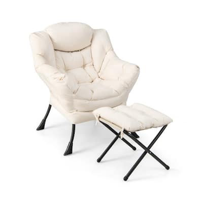 Modern Accent Sofa Chair with Folding Footrest and Side Pocket - 29.5" x 32" x 37.5"