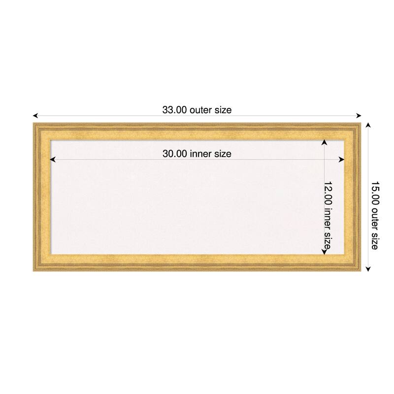 Owen Gold Wood Framed Cork Board - Bulletin Board, Organization Board, Pin Board - White - 33 x 15 in
