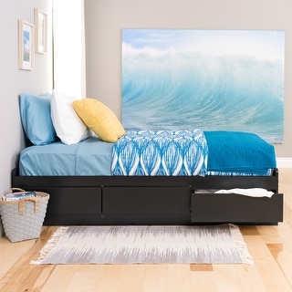 Black Twin XL Mate's Platform Storage Bed with 3 Drawers