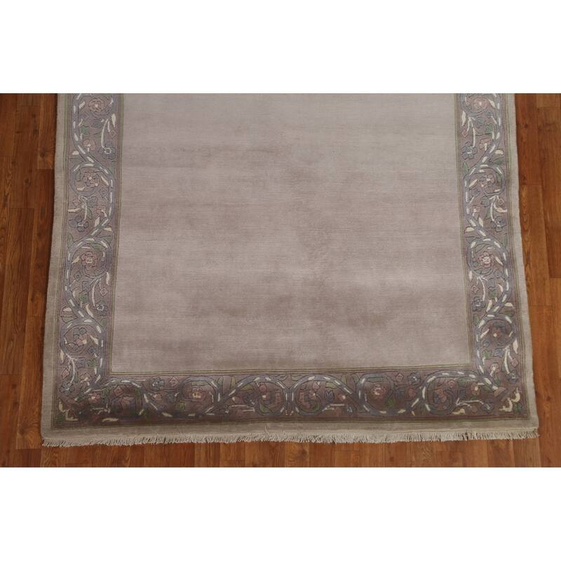 Bordered Nepalese Oriental Wool Area Rug Hand-knotted Office Carpet - 5'6" x 8'7"