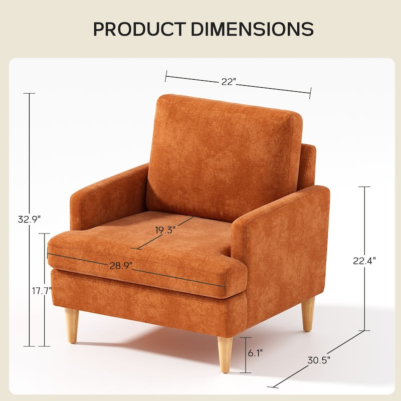 set of 1 Accent Chair for Bedroom Living Room with Wood Legs