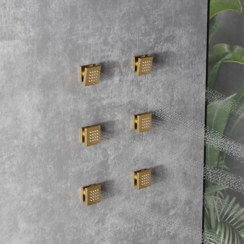 Shower Faucet System 16" Ceiling Mount Shower Head 3 Spray Modes Body Jets Handheld Spray with Slide Bar LED Music