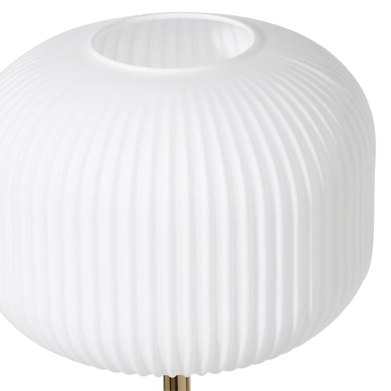 Metal Room Floor Lamp with Round Ribbed Shade - White - CosmoLiving by Cosmopolitan