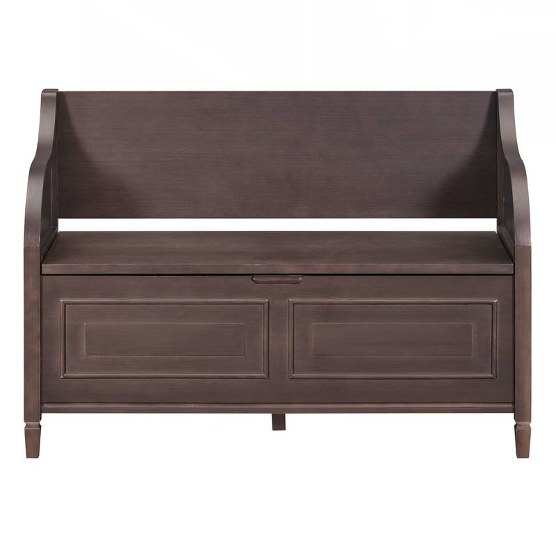 Rustic Style Solid wood Entryway Multifunctional Storage Bench with Safety Hinge