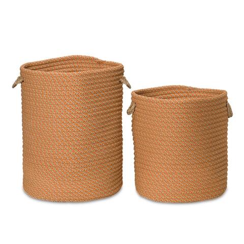 Indoor/Outdoor Cabana Woven Hamper Baskets w/Twisted Texture