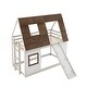 preview thumbnail 5 of 14, Twin over Twin House Bunk Bed With Window Roof,Ladder and Climbing Ramp
