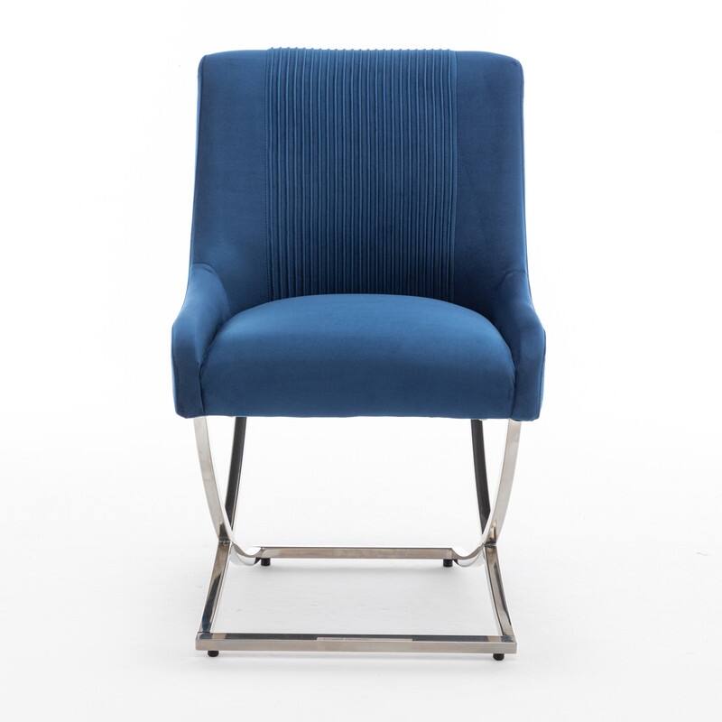 Modern Contempoary Velvet Dining Chair Set of 2 with Metal Frame Legs and Back Pull