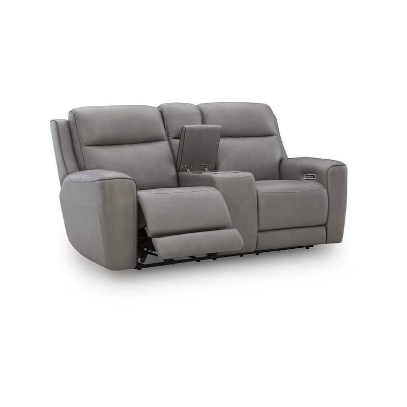 Signature Design by Ashley 5Z-Relaxation Coin Gray Reclining Loveseat with Console - 78"W x 41"D x 43"H