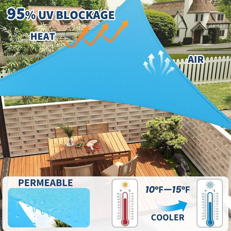 12'X12'X12' Triangle Sun Shade Sail Shade Cloth, Sunshade for Patio, Backyard, Deck, Garden, Sand
