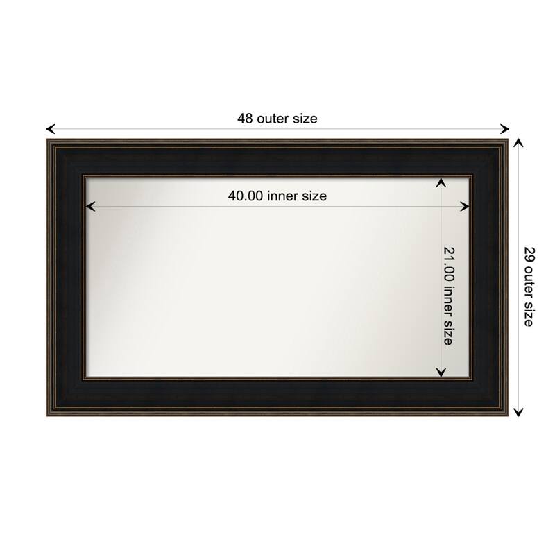 Mezzanine Espresso Framed Non-Beveled Custom Wall Mirror, Bathroom Vanity Mirror - Outer Size: 47.75 x 28.75