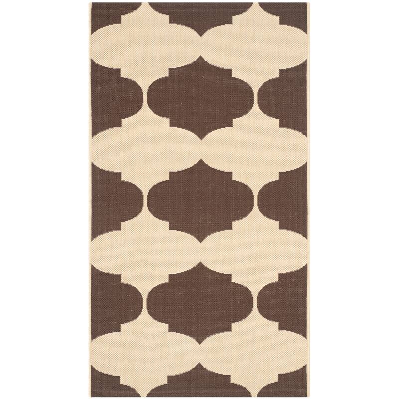 SAFAVIEH Courtyard Abeda Indoor/ Outdoor Waterproof Patio Backyard Rug - 2' x 3'7" - Beige/Chocolate