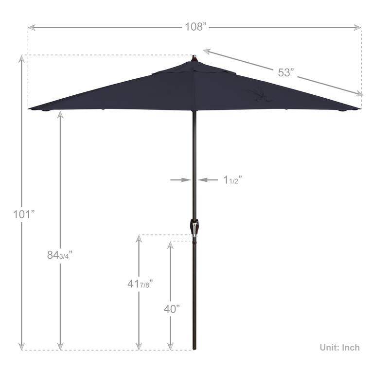 California Umbrella 9' Rd. Crank Lift Auto Tilt 8 Rib Aluminum Patio Umbrella, Bronze Finish, Sunbrella Spectrum Cilantro Fabric