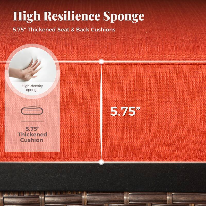 MAISON ARTS 4-Seat Patio Conversation Sets with 2 Rocking Sofa Chairs, 1 Loveseat Sofa and 1 Coffee Table