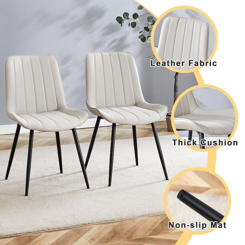 Dining Chair Set of 4, Vertical Striped Backrest Dining Chair with Metal Legs Leisure Chair for Dining Room kitchen