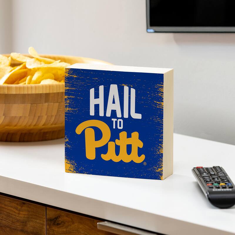 University of Pittsburgh Wooden Tabletop Mantel Shelf Sign - 6" x 6"