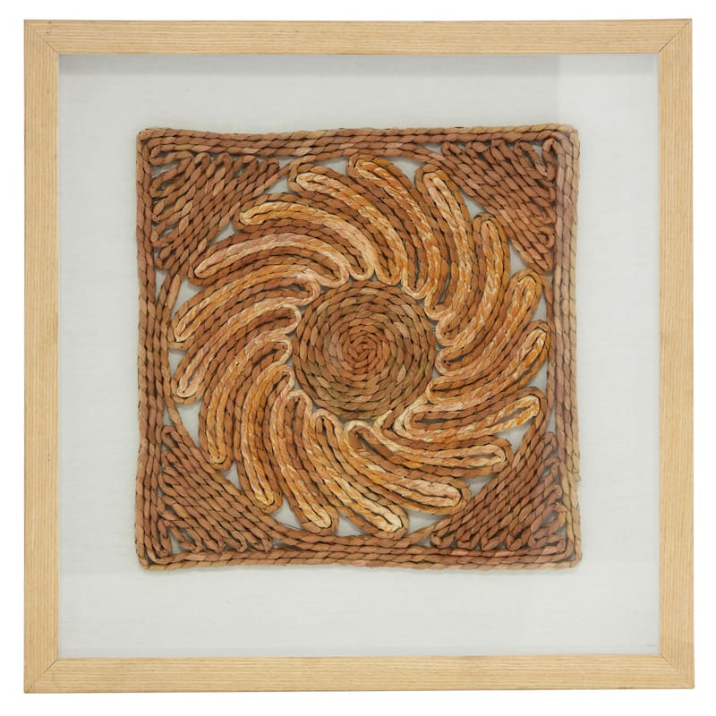 Wooden Geometric Woven Shadow Box - Set of 2 Light Brown - Roche River Decor
