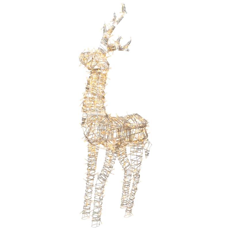 48" White LED Upright Standing Reindeer Christmas Outdoor Decoration