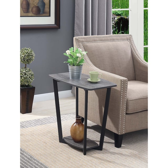 Porch & Den Clouet Modern 2-tier End Table - Weathered Grey/Black