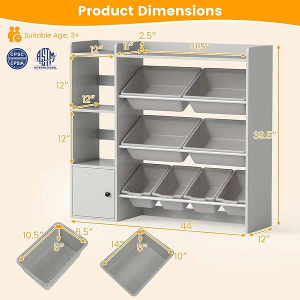 Kids Toy Storage Organizer Wooden Toddler Bookcase w/ 8 Bins