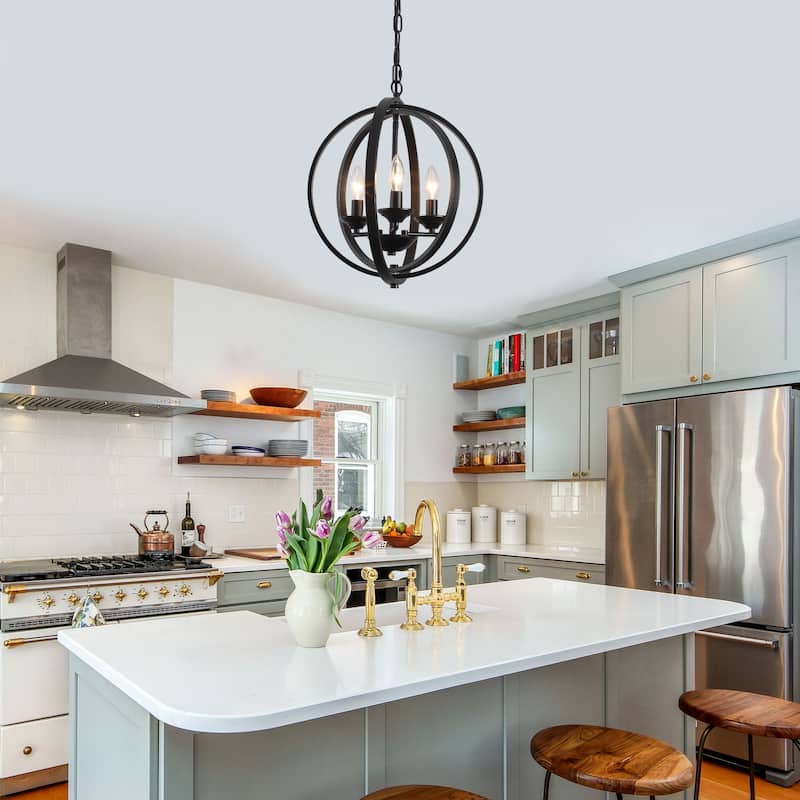 3-Light Farmhouse Globe Chandelier for Dining Room Kitchen Island