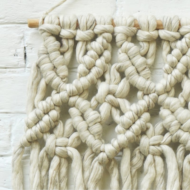 Loominaire Rustic Macrame Wallhanging "Ranthambore" Hand Woven of Wool/Viscose - 20" x 24" - 20" x 24"