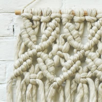 Loominaire Rustic Macrame Wallhanging "Ranthambore" Hand Woven of Wool/Viscose - 20" x 24"