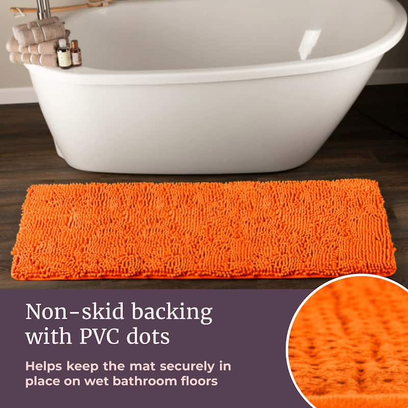 58x24-Inch Bathroom Runner with Non-Slip Backing - Absorbent High-Pile Chenille Memory Foam Bathroom Rug by Windsor Home