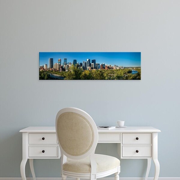 Easy Art Prints Panoramic Images's 'Skylines in a city, Bow River, Calgary, Alberta, Canada' Premium Canvas Art