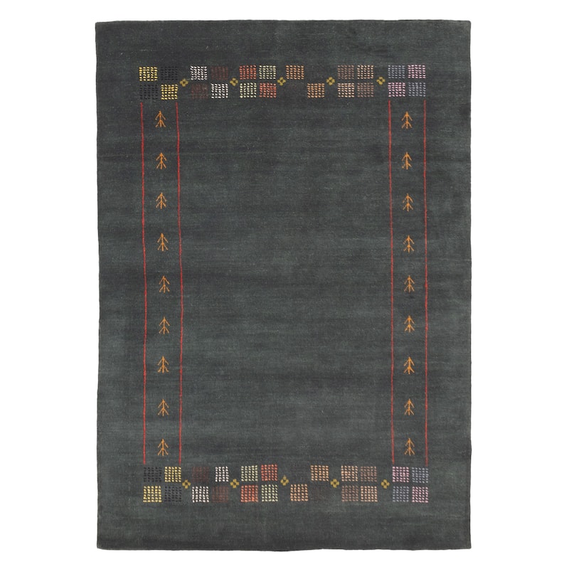 ECARPETGALLERY Hand Loomed Kashkuli Gabbeh Dark Green Wool Rug - 4'10 x 6'10