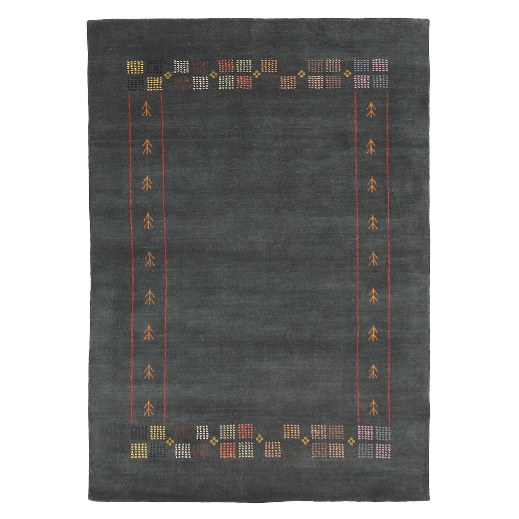 ECARPETGALLERY Hand Loomed Kashkuli Gabbeh Dark Green Wool Rug - 4'10 x 6'10