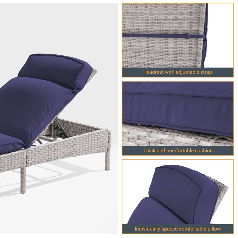 LIVOOSUN 2Pcs Patio Chair Rattan Single Lounge Water-Repellent Cushion